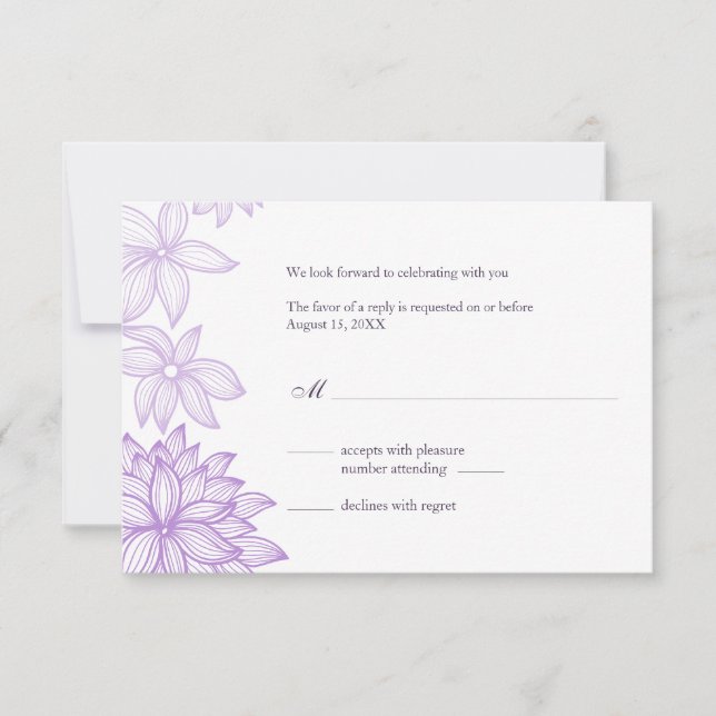 Kontaktkarte für Bloom Lilac RSVP Karte (Vorderseite)