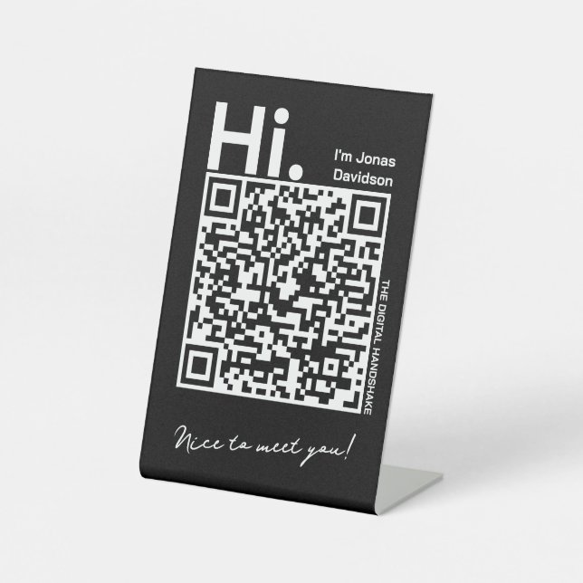 Kontaktkarte scannen und verbinden für einen Kunde Sockelschild (Vorderseite)