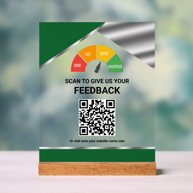 Kontaktloser QR-Code Kundenfeedback Grün Acrylschild (Neutral)