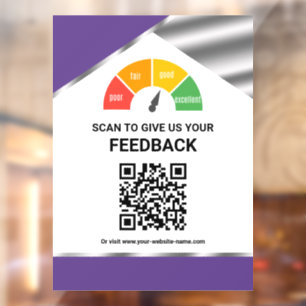 Kontaktloses QR-Code-Kundenfeedback Lila Fensteraufkleber