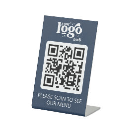 Kontaktloses QR-Code-Restaurant-Menü mit Logo Sockelschild