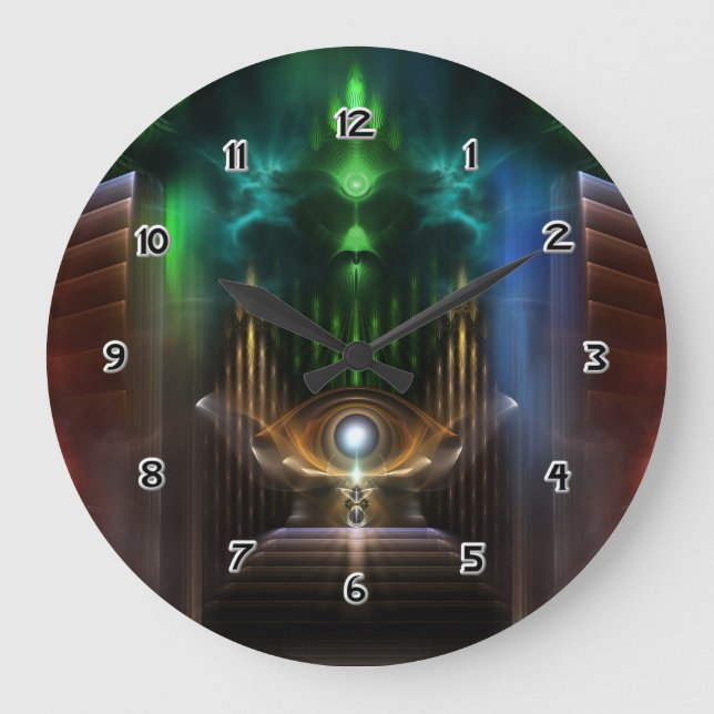 Kontemplation der Oz Fraktal Art Clock Große Wanduhr (Vorderseite)