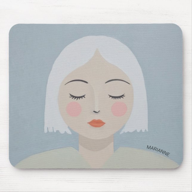 Kontemplation - Minimalistisches Portrait Mousepad (Vorne)