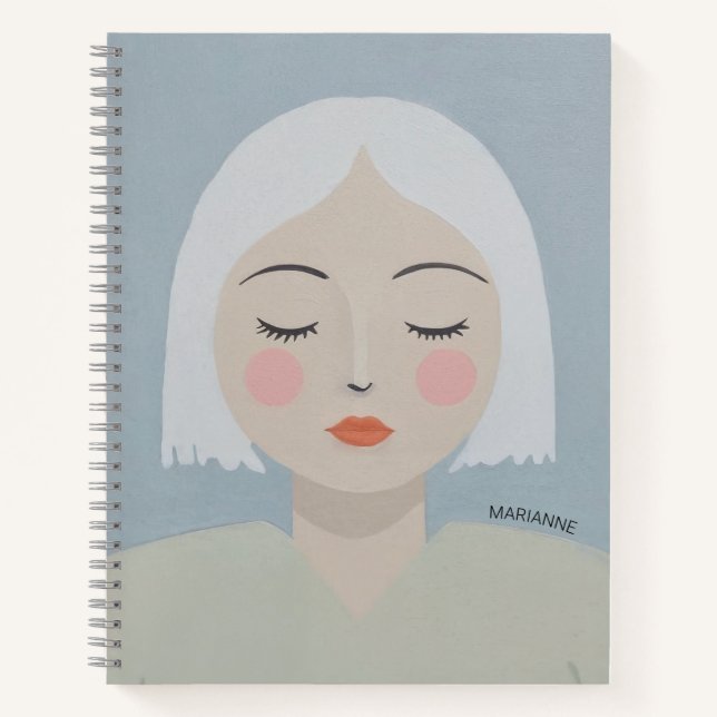 Kontemplation - Minimalistisches Portrait Notizbuch (Vorderseite)
