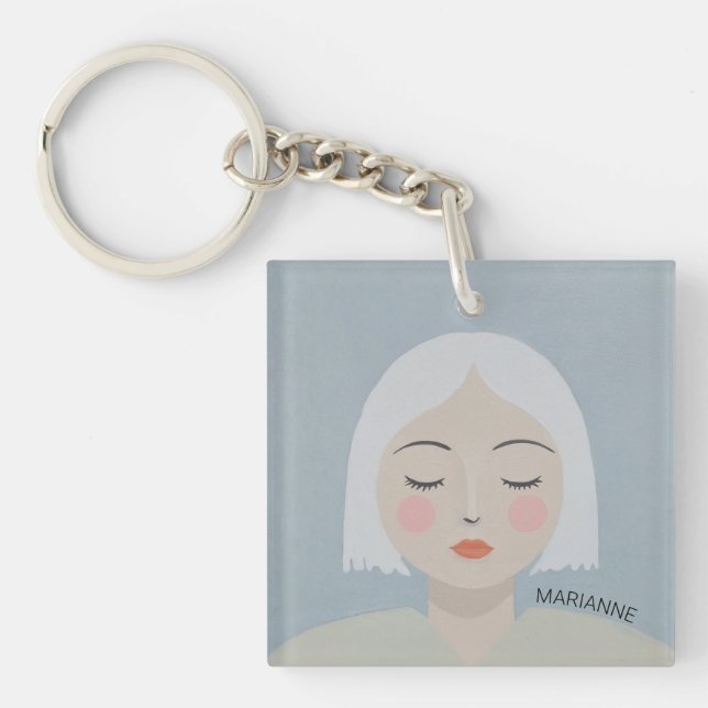 Kontemplation - Minimalistisches Portrait Schlüsselanhänger (Vorderseite)
