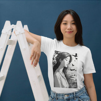 Kontemplative Harmonie: Manga-inspirierte Frauen T-Shirt