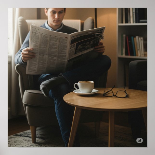 Kontemplative News Reader Poster (Vorne)