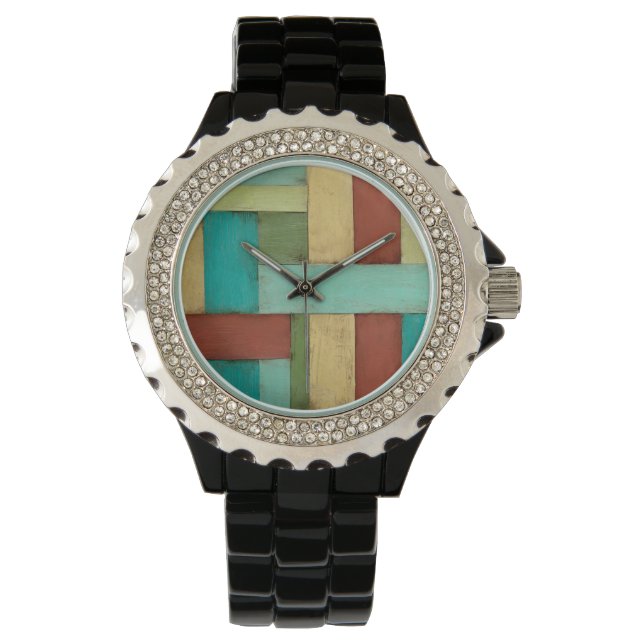Kontempoare Küste mehrfarbige Malerei Armbanduhr (Vorderseite)