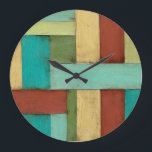 Kontempoare Küste mehrfarbige Malerei Große Wanduhr<br><div class="desc">Aqua,  grün,  rot und gelb treffen sich in einer Explosion von Farben,  die an ein Muster auf einem Stranddeck erinnert. Dieses zeitgenössische Küstengemälde an der Wand zu hängen,  könnte Sie dazu verleiten,  den Urlaub zu nehmen,  den Sie verbringen! Das ist ein tolles Geschenk für alle,  die einen Strandurlaub brauchen.</div>