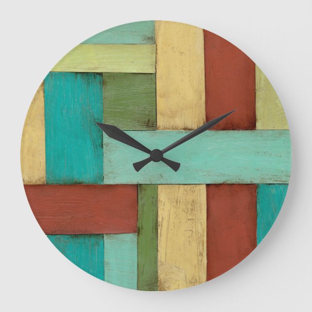 Kontempoare Küste mehrfarbige Malerei Große Wanduhr (Vorderseite)