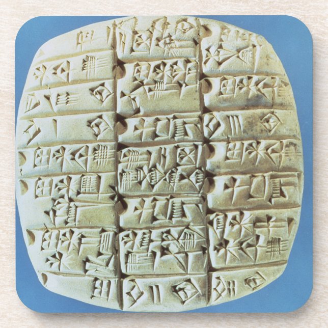 Konten legen mit keilförmigem Skript, c.2400 BC Untersetzer (Vorderseite)