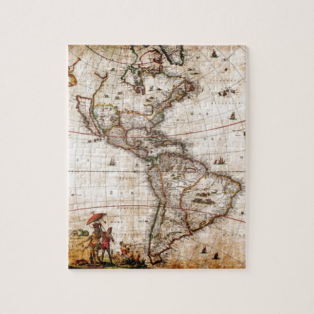 Kontinent Amerika Alte Karte (Vertikal)