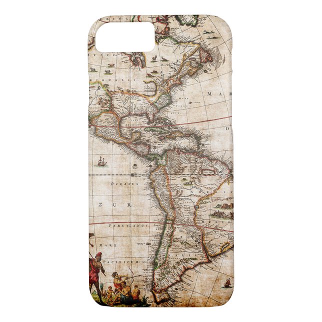 Kontinent Amerika Alte Karte Case-Mate iPhone Hülle (Rückseite)