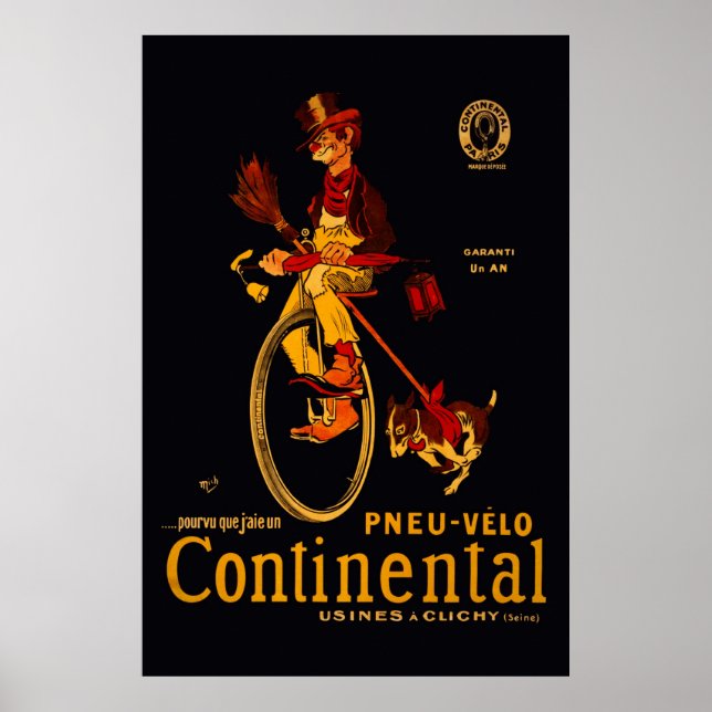 Kontinentales Fahrradfahren 36 x 24 Plakat (Vorne)