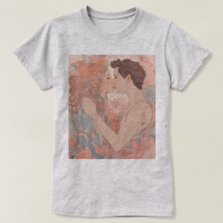 Kontinuierlicher zeichn von Mann und Frau mit der T-Shirt
