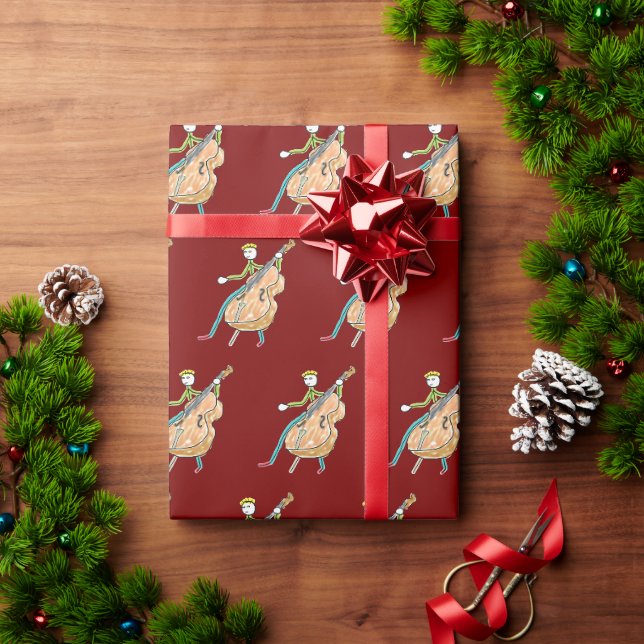 Kontrabass Stickman Geschenkpapier (Feiertagsgeschenk)