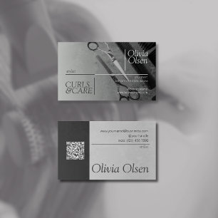 Kontrast Black Gray Hair Stylist, Salon & Barber Visitenkarte