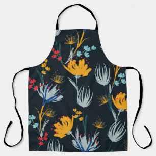 Kontrast-Blumenbürste: Nahtloses Schwarz Schürze