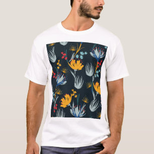 Kontrast Blütenbürste: Schwarz Nahtlos T-Shirt