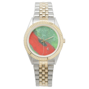 Kontrastfarben Rot und Grün Armbanduhr