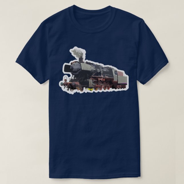 Kontrastgestaltung der Lokomotive für Zugliebhaber T-Shirt (Design vorne)