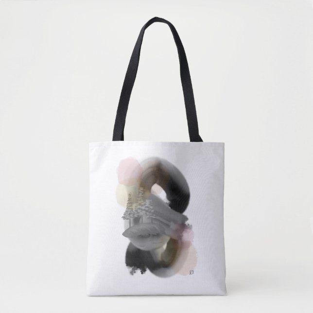 Kontrastminimale Abstrakte Kunst Wiederverwendbare Tasche (Vorderseite)