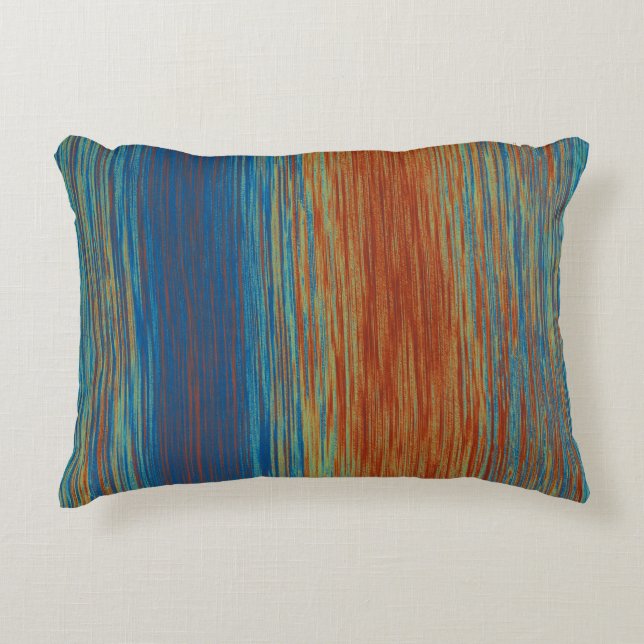 Kontratrastblaue Orange Türkis Blended Lines Dekokissen (Vorderseite)