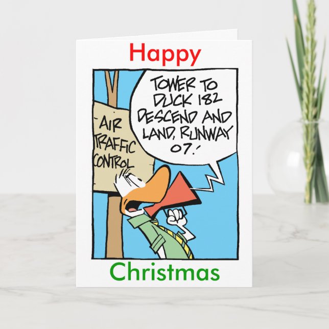 Kontrolle Cartoon Weihnachtskarte Feiertagskarte (Vorderseite)