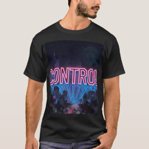 KONTROLLE - Cyberpunk-Stadt Neonrosa Futuristische T-Shirt