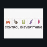 Kontrolle ist alles  postkarte<br><div class="desc">Produkt ''Kontrolle ist alles'' mit einem Symbol für 'Frauen' in der letzten Box - lass der Welt wissen,  dass SIE in Kontrolle sind!</div>