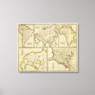 Kontur Asien, S Amerika, usw. Leinwanddruck