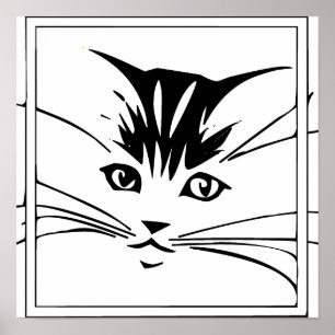 Kontur "Black on White Cat" Poster