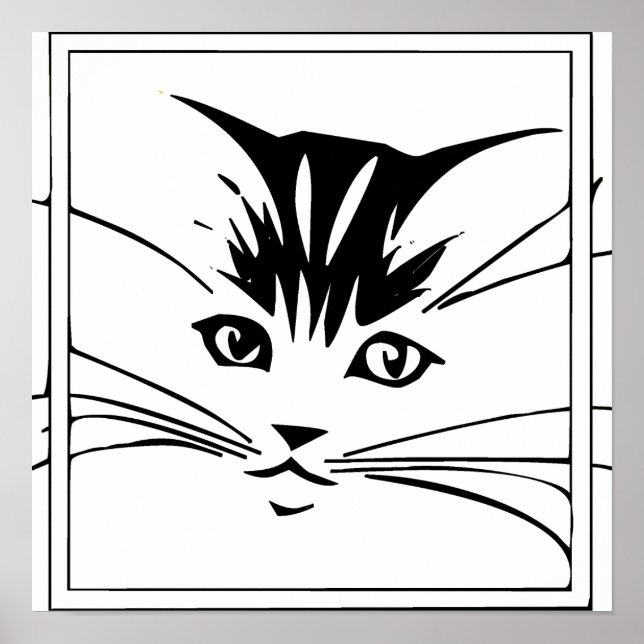 Kontur "Black on White Cat" Poster (Vorne)
