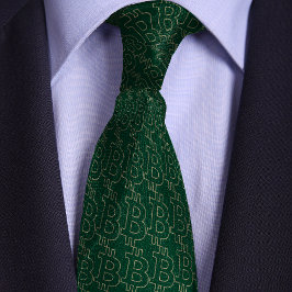 Kontur der grünen Bitcoin-Symbole Krawatte