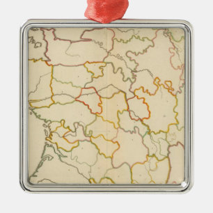 Kontur der kleinen französischen Flüsse Silbernes Ornament