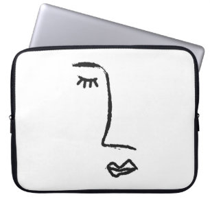 Kontur des Gesichts mit Aquarellpinsel bemalt. A Laptopschutzhülle