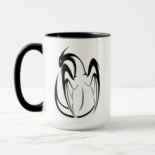 Kontur des weißen und schwarzen Drachen Tasse