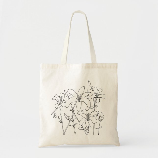 Kontur, die Lilien-Blumen-Gewohnheits-Taschen Tragetasche (Vorne)