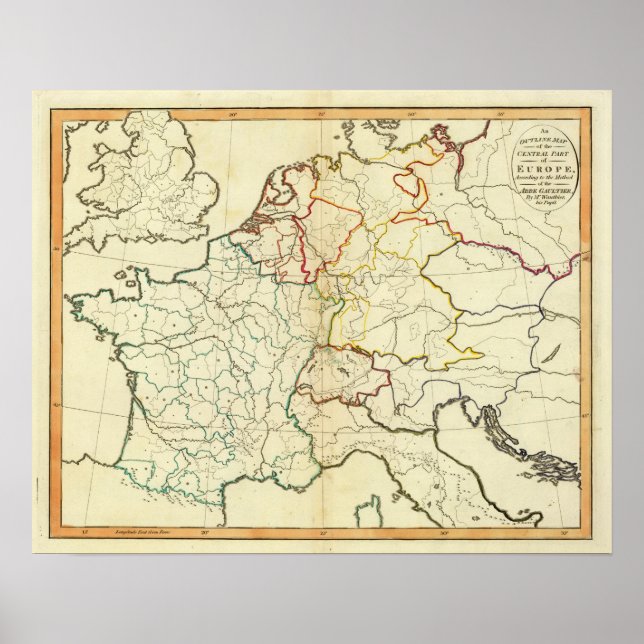Kontur Europa Poster (Vorne)