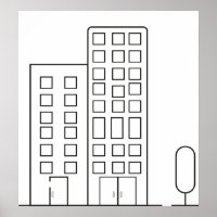 Kontur Gebäude Poster