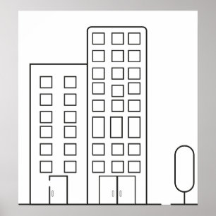 Kontur Gebäude Poster