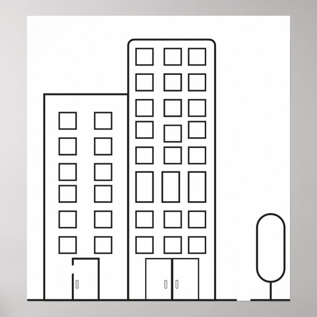 Kontur Gebäude Poster (Vorne)