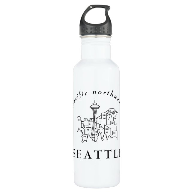 Kontur im Nordwesten der Seattle Skyline Edelstahlflasche (Vorderseite)