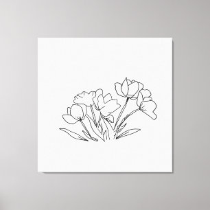 Kontur in Schwarzweiß-Blume Leinwanddruck