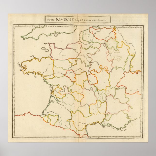 Kontur kleiner französischer Flüsse Poster (Vorne)