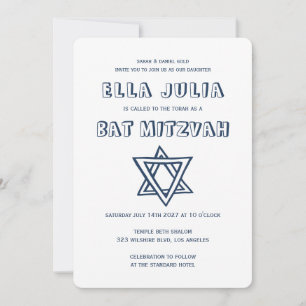 KONTUR LETTERS STAR DAVID Custom Bat Mitzvah Einladung