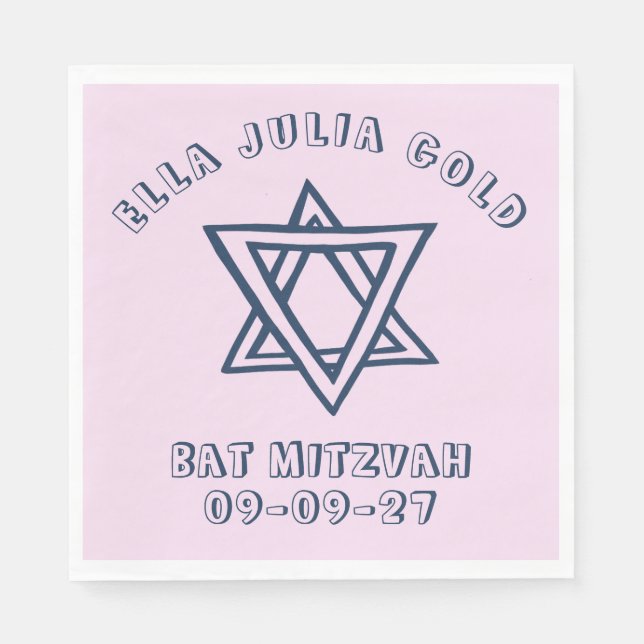 KONTUR LETTERS STAR DAVID Custom Bat Mitzvah Serviette (Vorderseite)
