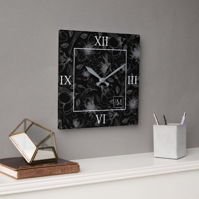 Kontur Lg Roman Gray/Blk ID939 Quadratische Wanduhr (Büro)