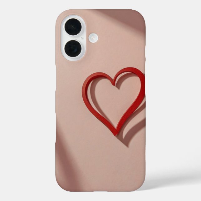 Kontur Minimalistisches Herz iPhone 16 Hülle (Rückseite)