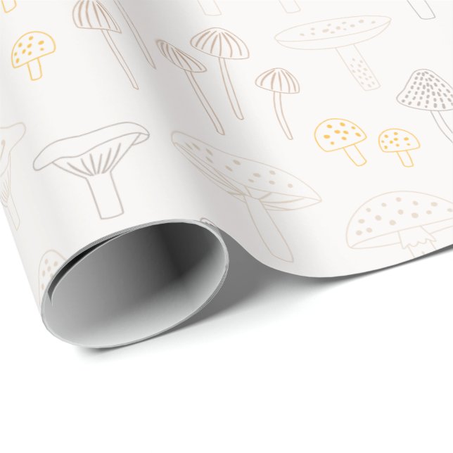 Kontur Mushroom-Muster in Erdtönen Geschenkpapier (Rolleneckpunkt)
